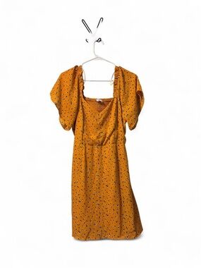 Golden floral pattern summer dress